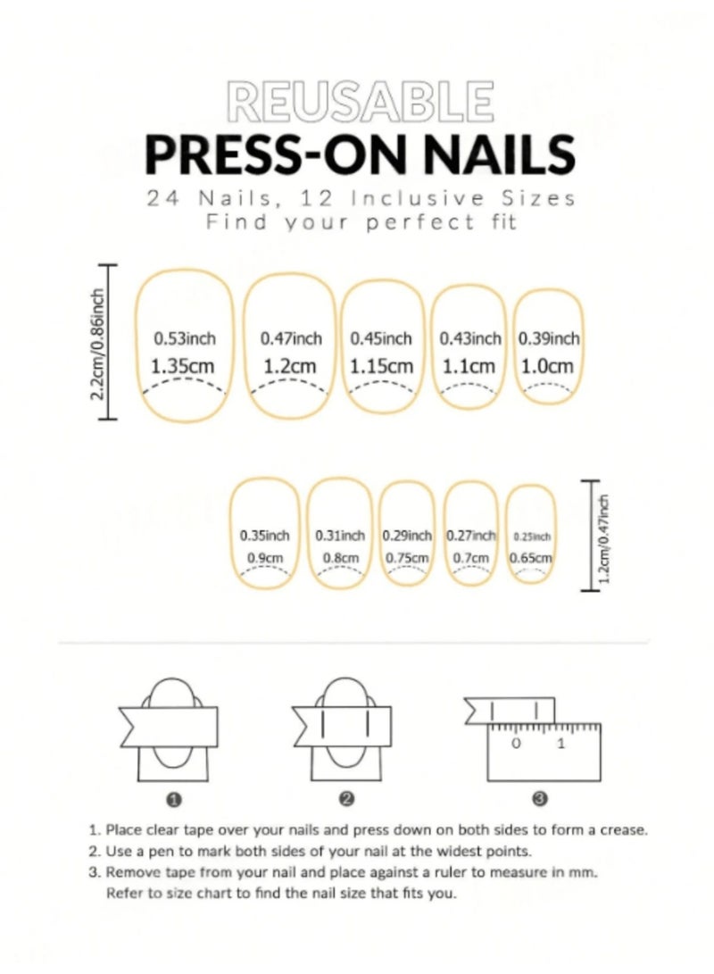 أظافر تركيب قصيرة بيضاوية لون عنابي 24 قطعة – أظافر لامعة للخريف والمناسبات مع إطلالة أنيقة - Image 3